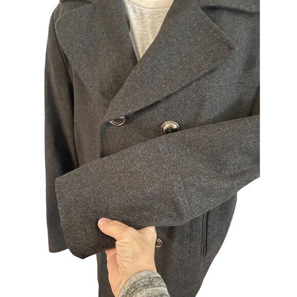 Mens Clothcraft Virgin Wool Blend Peacoat Large Double-Breasted Charcoal - Picture 13 of 16